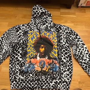 New with tags Market Jimi Hendrix hoodie black and white cheetah print XXL